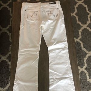 White flare jeans